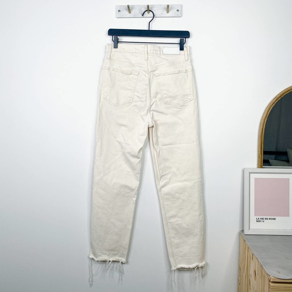 REDONE 70s stove pipe vintage white raw hem straight leg jeans size 29 - Picture 3 of 10